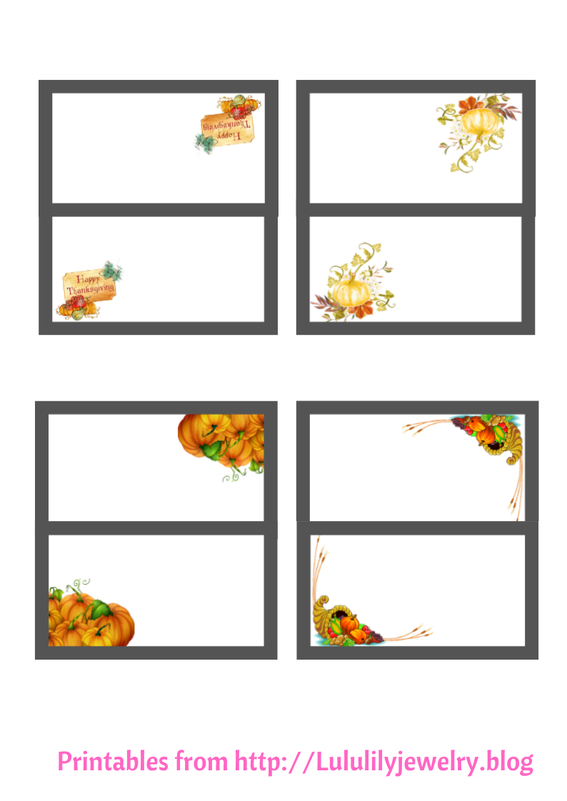thanksgiving place cards, printable set - lululilyjewelry blog